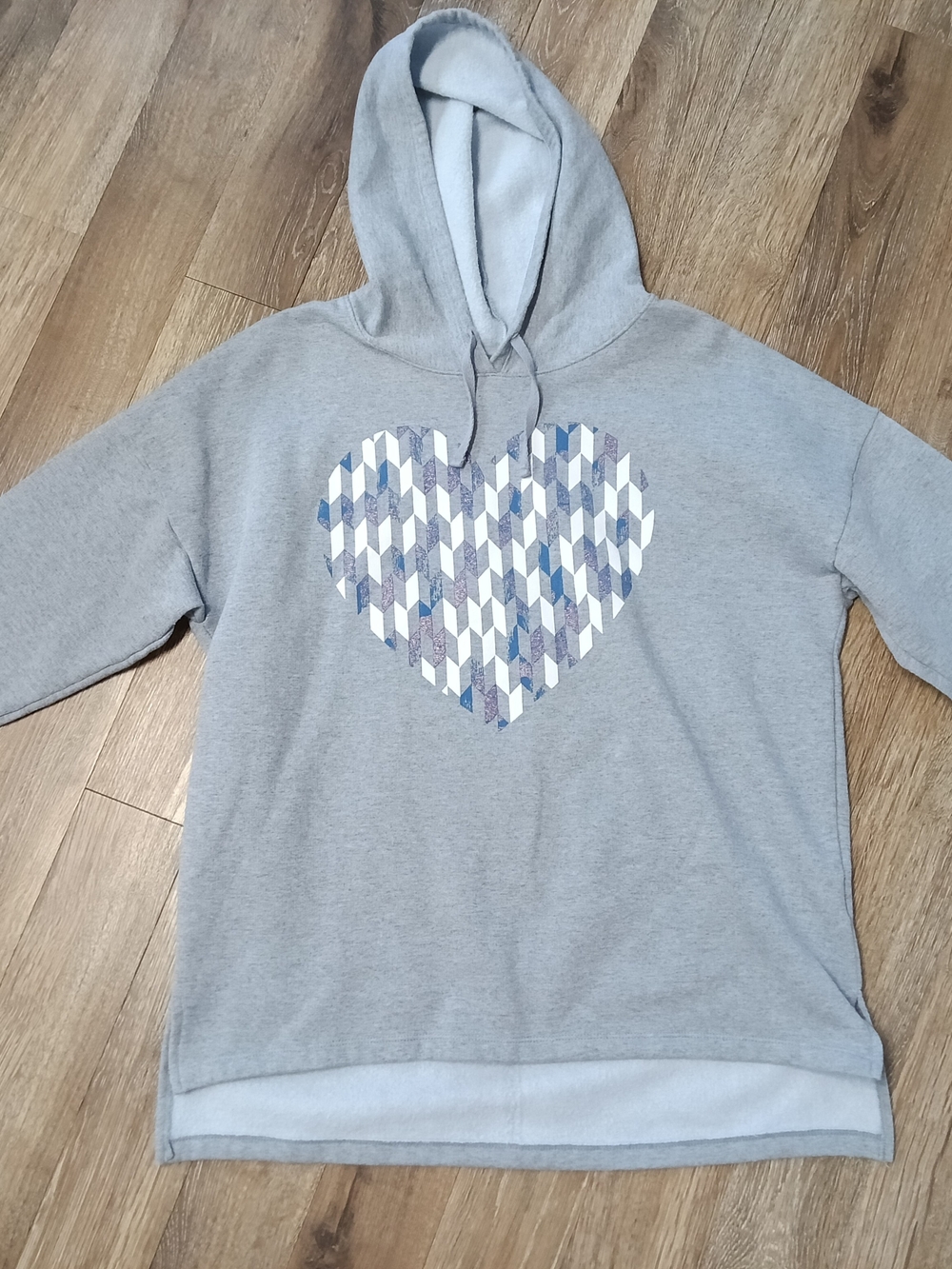 Hanes Gray Pullover Hoodie with Patterned Heart